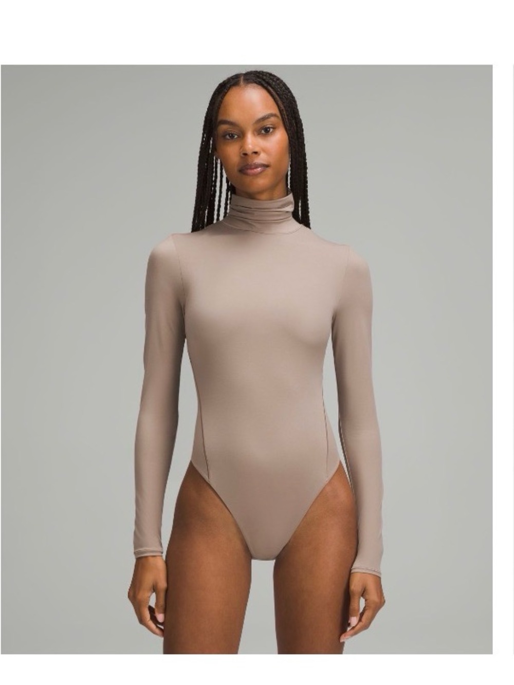 lululemon athletica Taupe Long-Sleeve Mock Neck Bodysuit